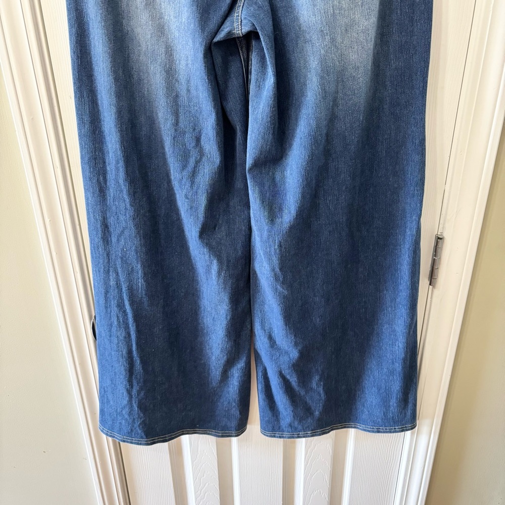 Halara Flex High Waisted Pockets Baggy Wide Leg Washed Casual Jeans Sz L Tall - Picture 7 of 8